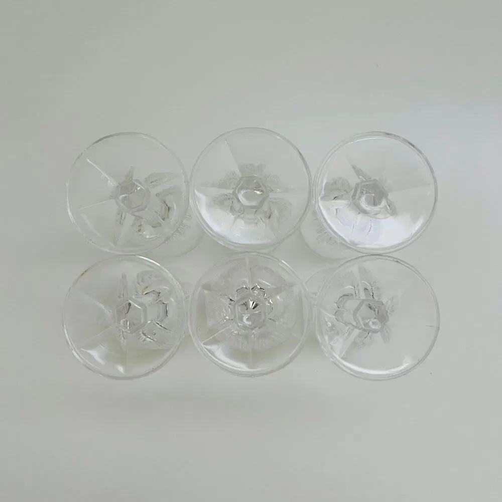Clear Sunburn Pattern Hexagon Stem Shot Glasses, Set of 6